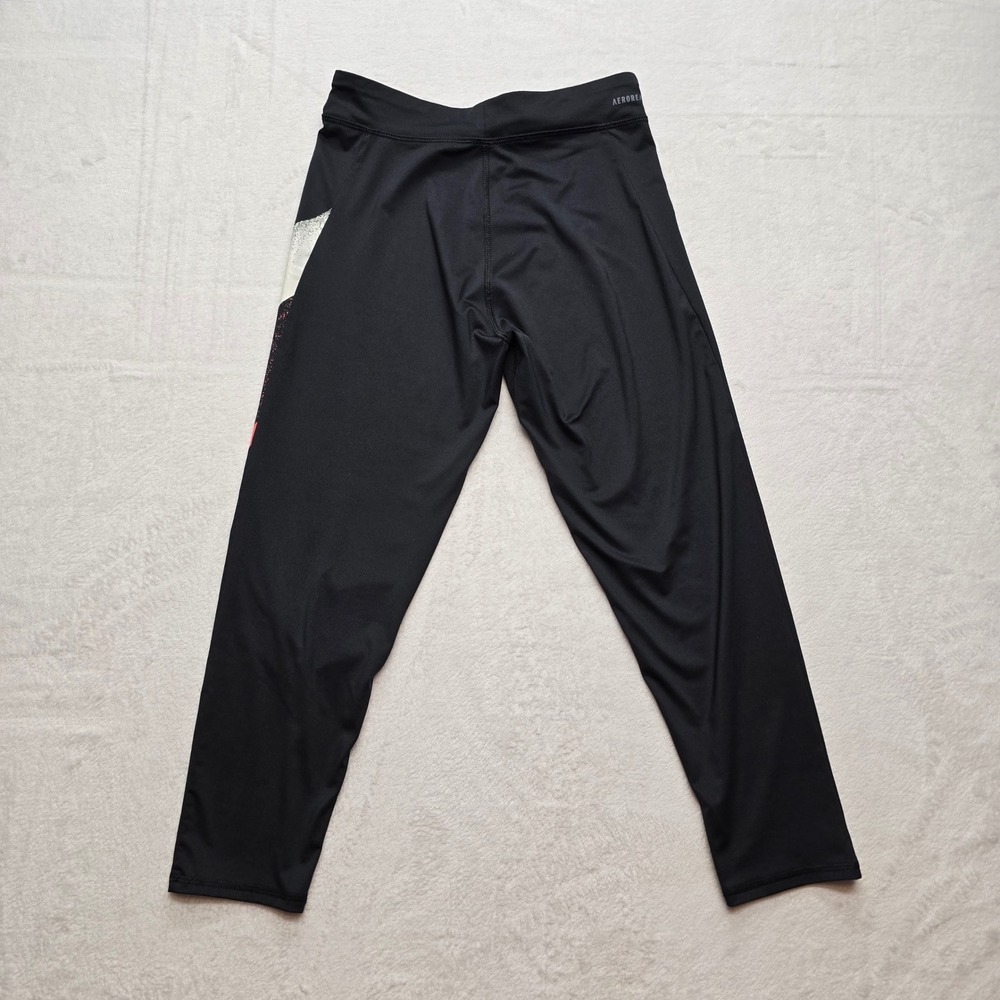 Adidas Leggings Athletic Compression Colorblock Black Pink XL 16 - Picture 2 of 7